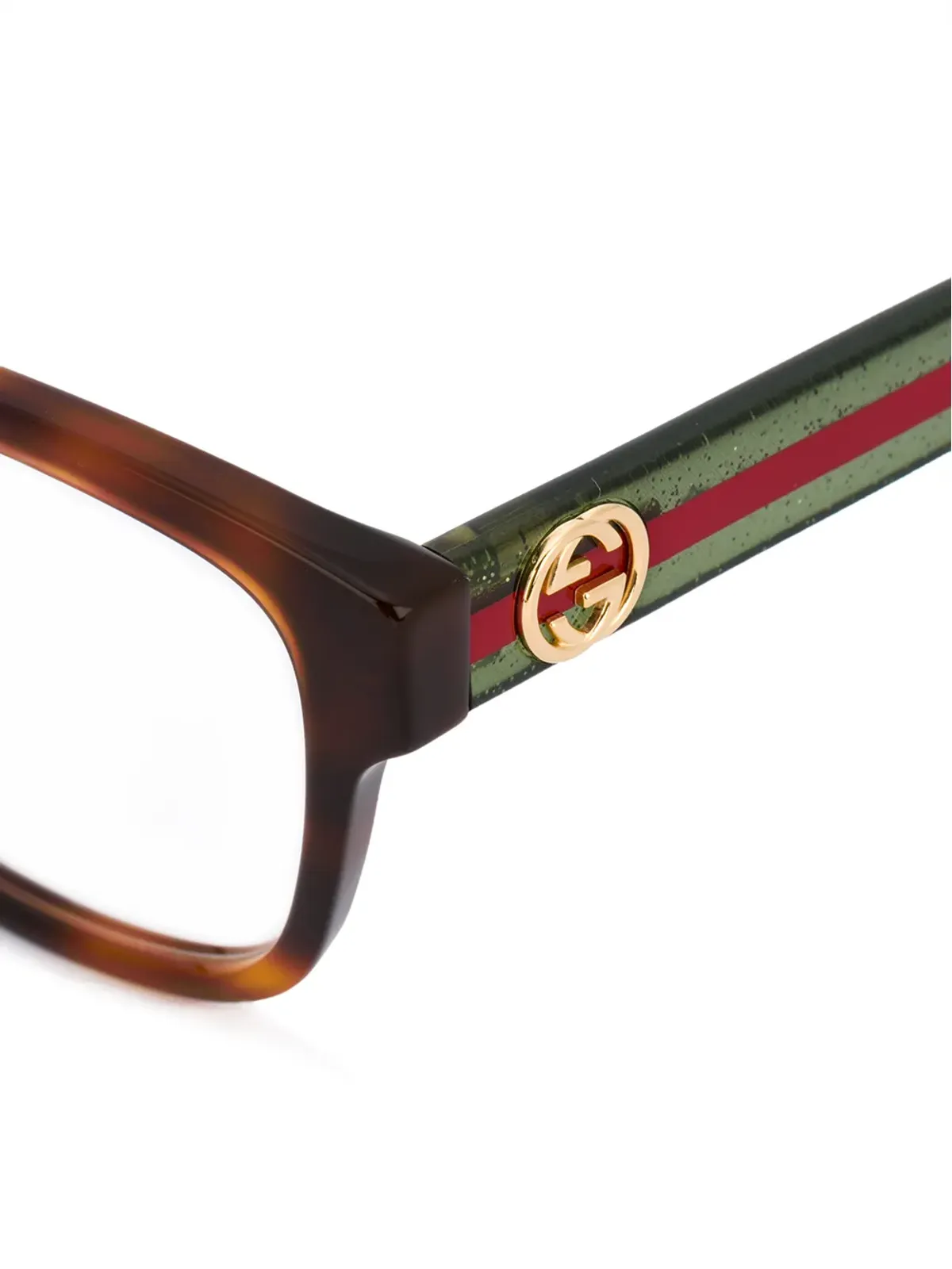 Gucci Eyewear ウェブアームべっ甲調メガネ - 画像3