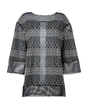CHANEL Pre-Owned panelled embroidered blouse - Black - サムネイル1