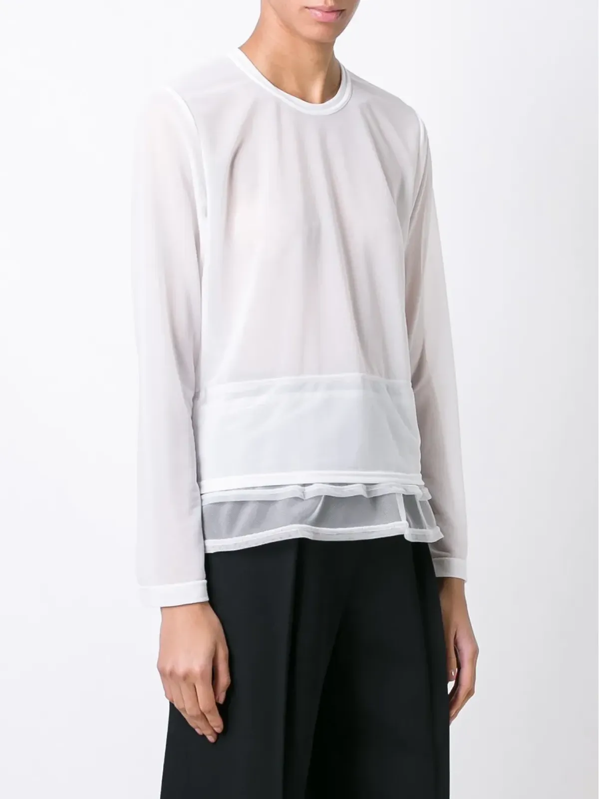 Comme Des Garçons Comme Des Garçons セミシアーパネルトリムディテール長袖Tシャツ - 画像5