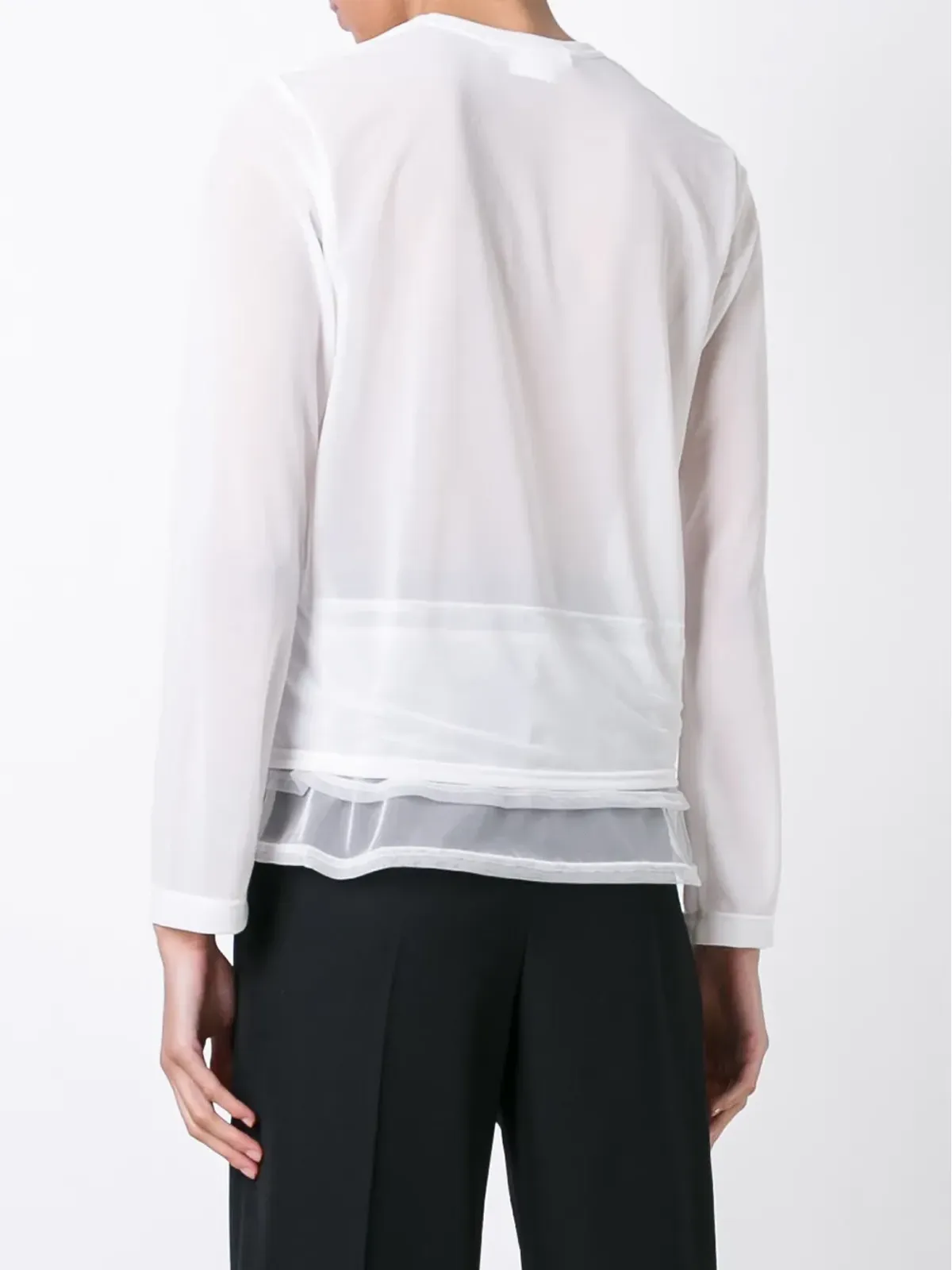Comme Des Garçons Comme Des Garçons セミシアーパネルトリムディテール長袖Tシャツ - 画像2