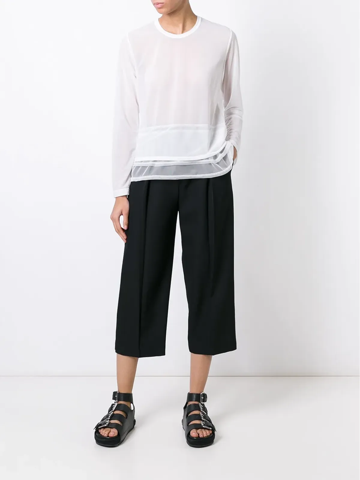 Comme Des Garçons Comme Des Garçons セミシアーパネルトリムディテール長袖Tシャツ - 画像3