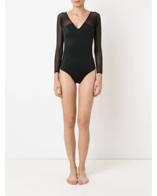 Brigitte Vネック チュールパネル ミシェル水着 - Black - サムネイル2