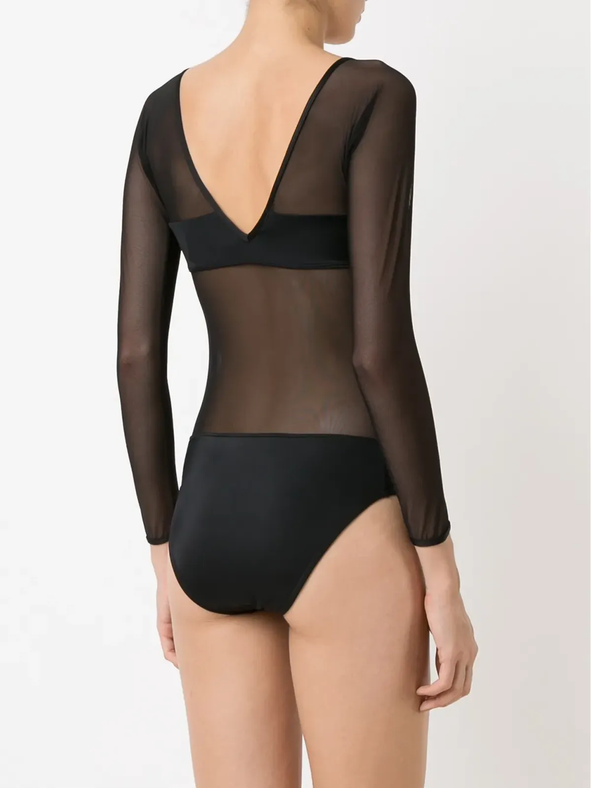 Brigitte Vネック チュールパネル ミシェル水着 - Black - 画像3