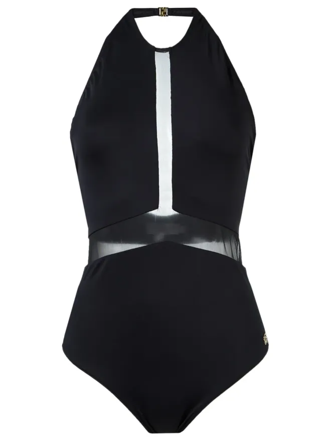 Brigitte Brigitte ブラックのシアーパネル・ホルターネック水着の商品画像