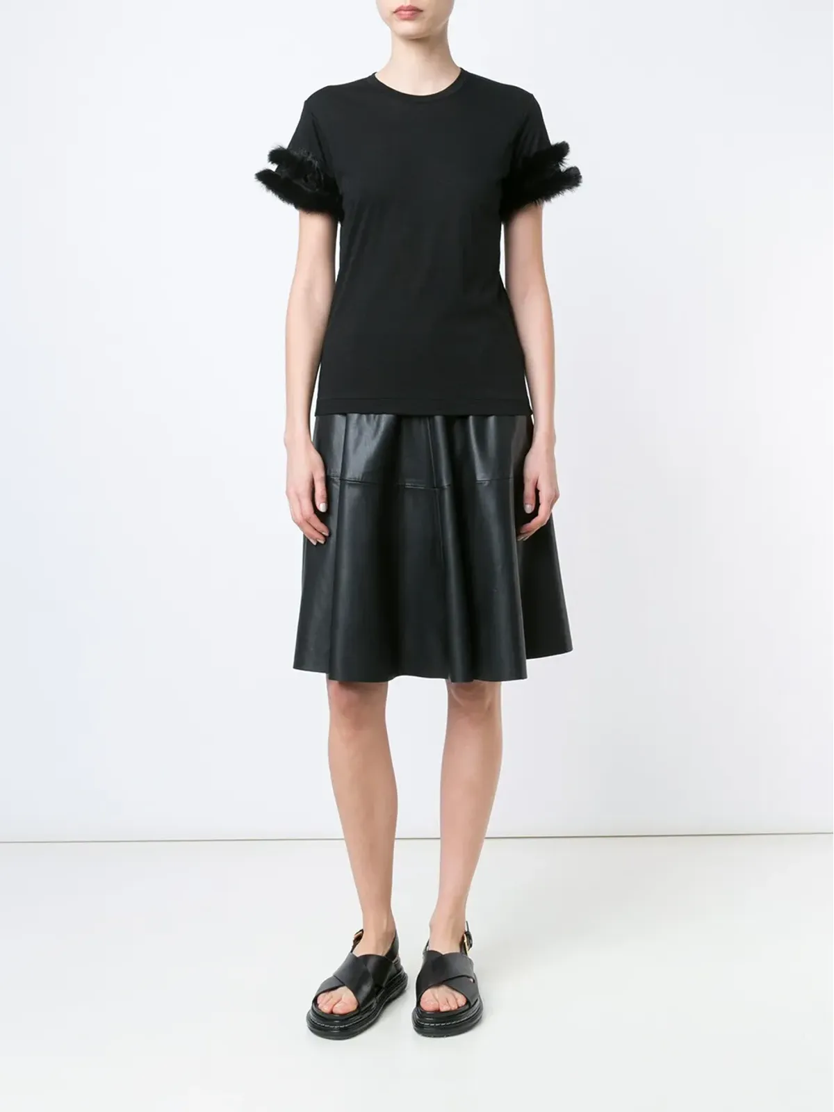 Comme Des Garçons ファー付きディテールTシャツ（ブラック） - 画像2