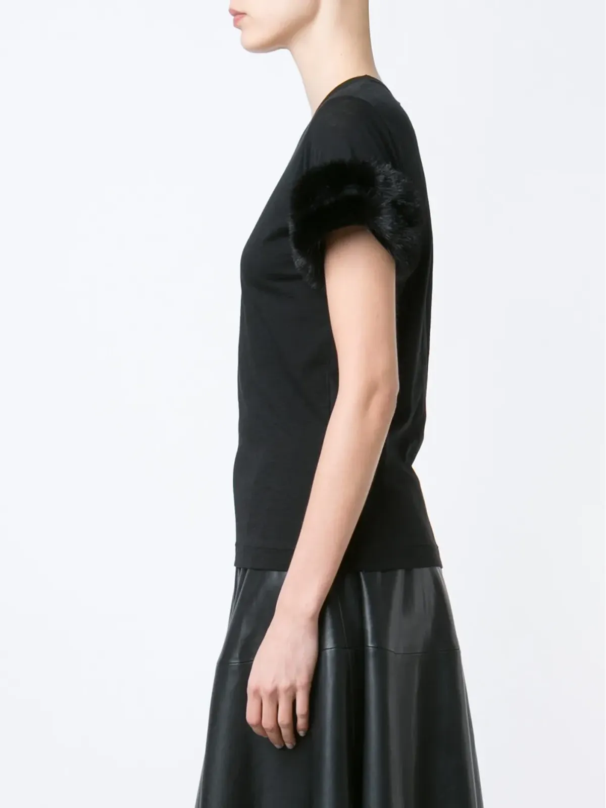 Comme Des Garçons ファー付きディテールTシャツ（ブラック） - 画像3
