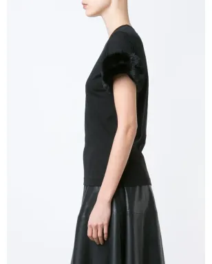 Comme Des Garçons ファー付きディテールTシャツ（ブラック） - サムネイル3