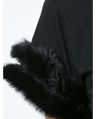 Comme Des Garçons ファー付きディテールTシャツ（ブラック） - サムネイル4