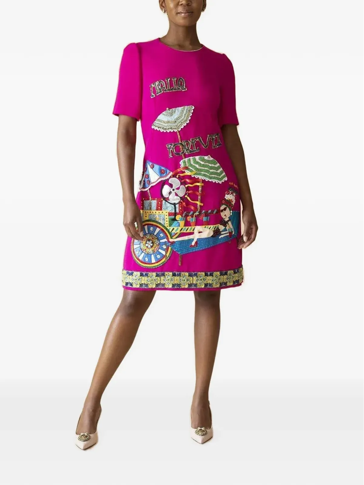 Dolce & Gabbana エンベリッシュド Aライン ミニドレス ピンク - 画像2
