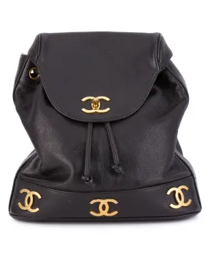 CHANEL Vintage ロゴプレート クラシックバックパック ブラック - サムネイル1