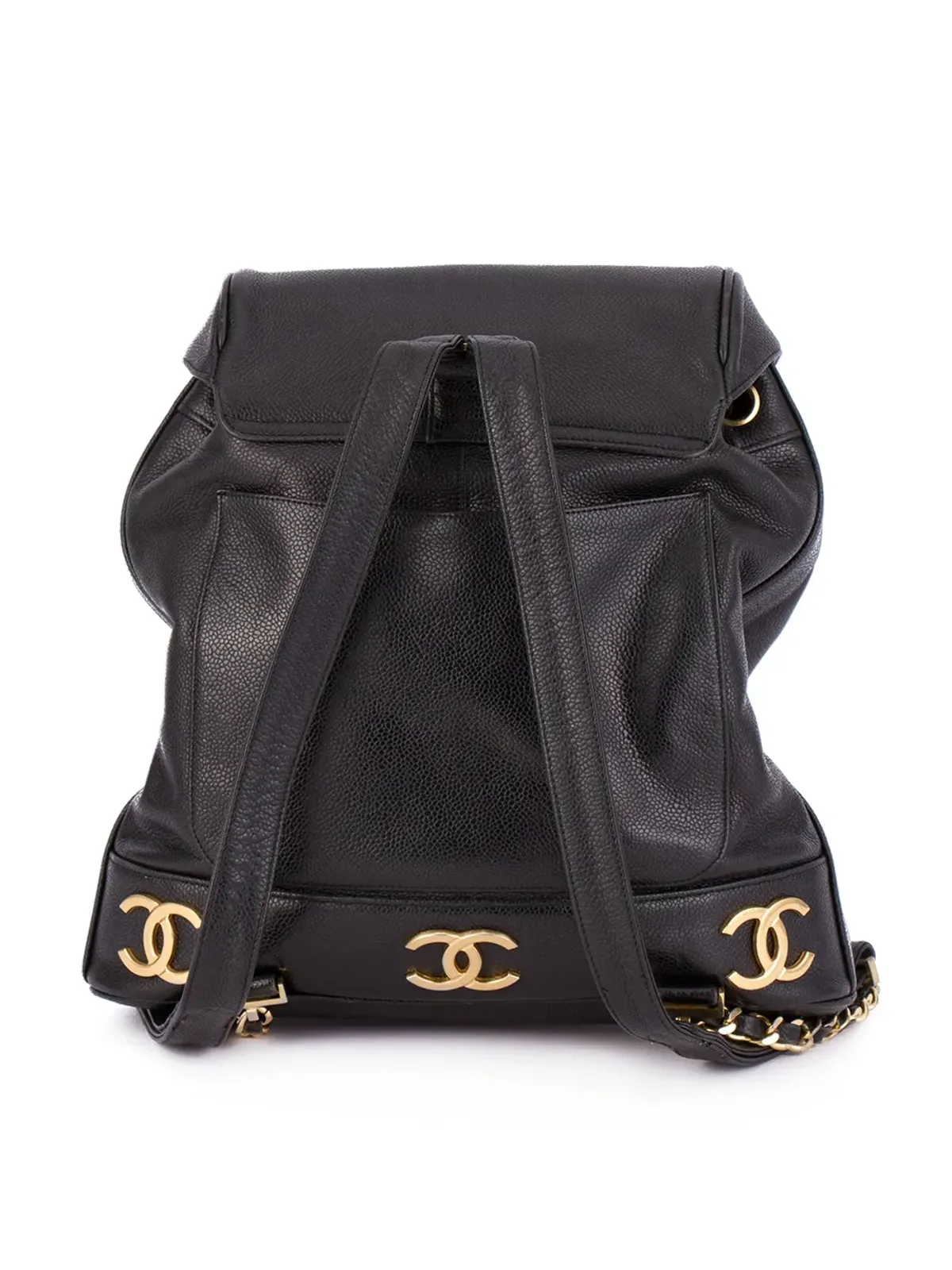 CHANEL Vintage ロゴプレート クラシックバックパック ブラック - 画像3