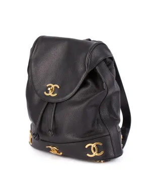 CHANEL Vintage ロゴプレート クラシックバックパック ブラック - サムネイル4