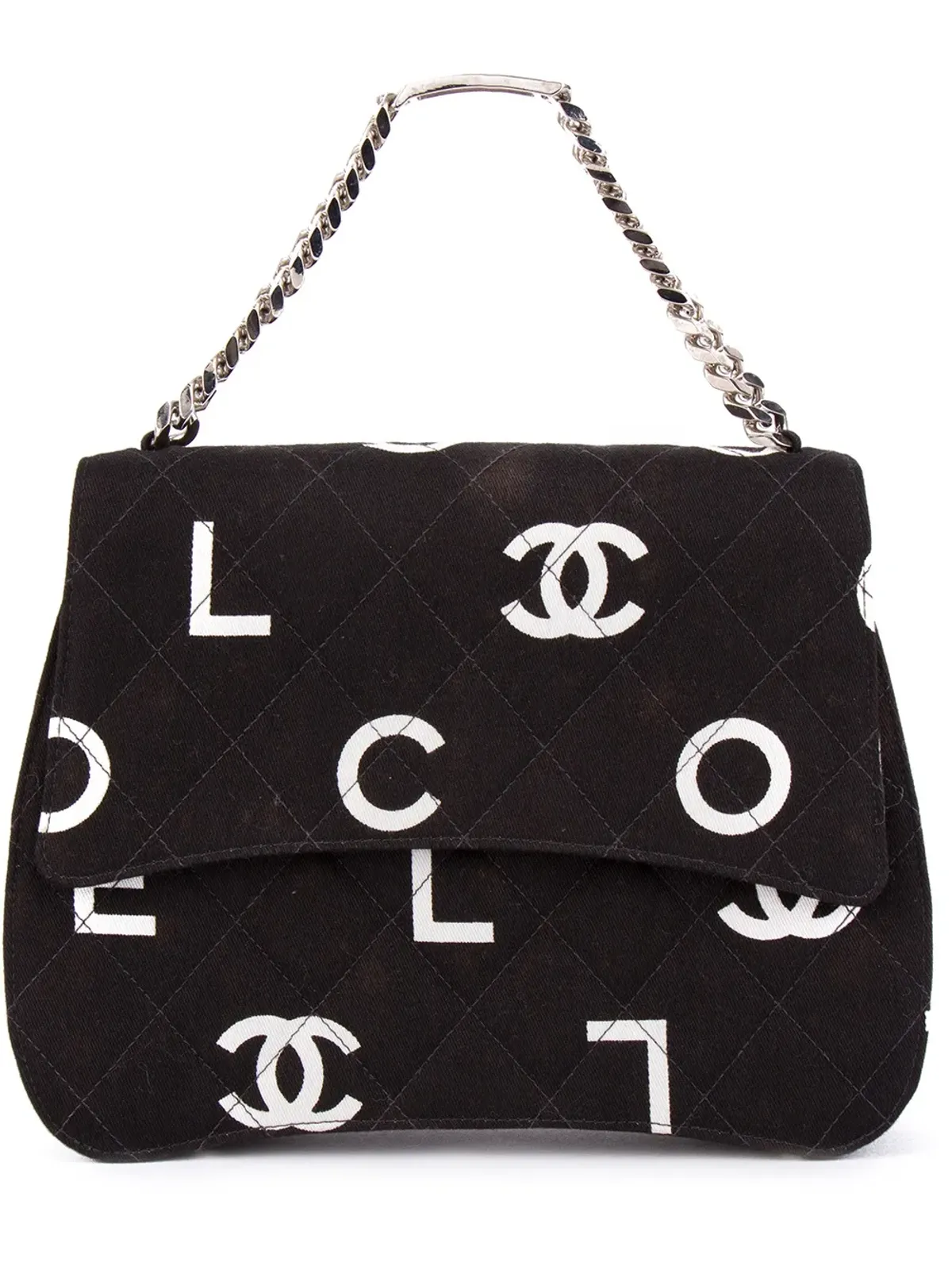 CHANEL Pre-Owned logo print quilted tote - Black - 画像1