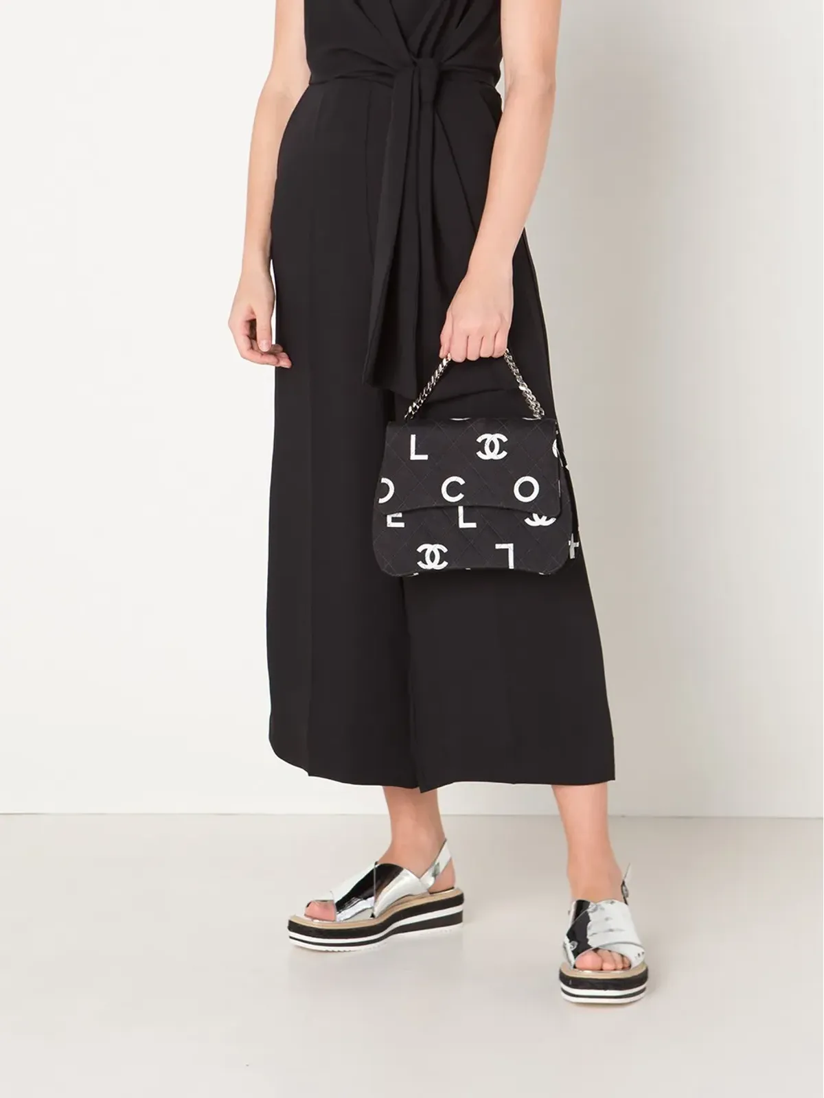 CHANEL Pre-Owned logo print quilted tote - Black - 画像3
