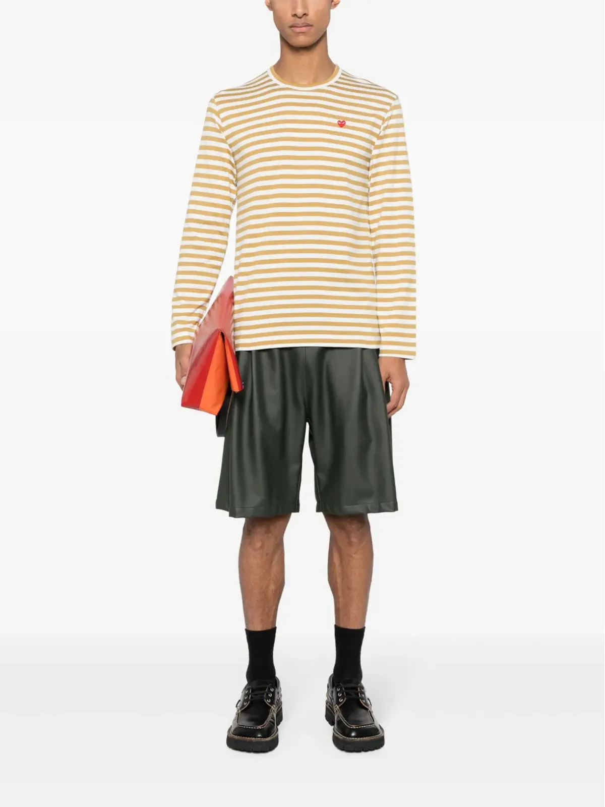 Comme Des Garçons Play ミニハート柄ストライプTシャツ - 画像2