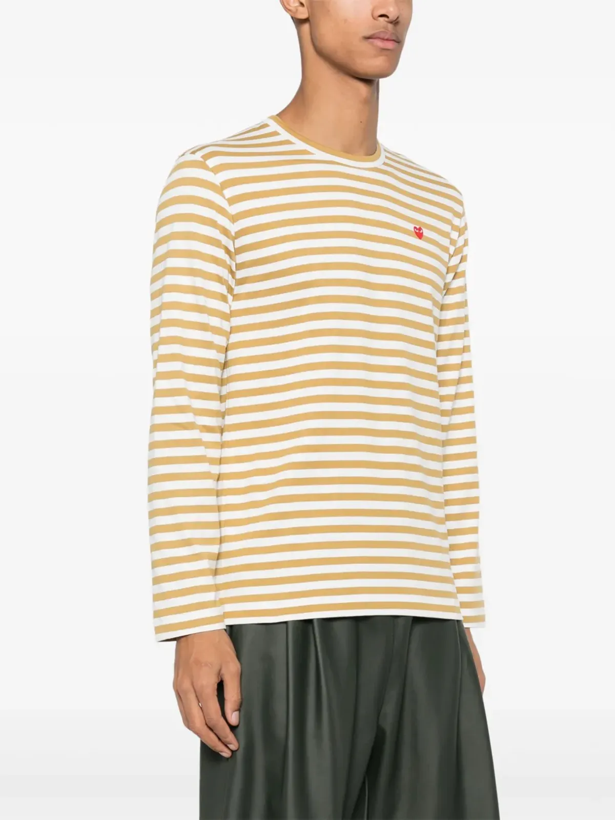 Comme Des Garçons Play ミニハート柄ストライプTシャツ - 画像3