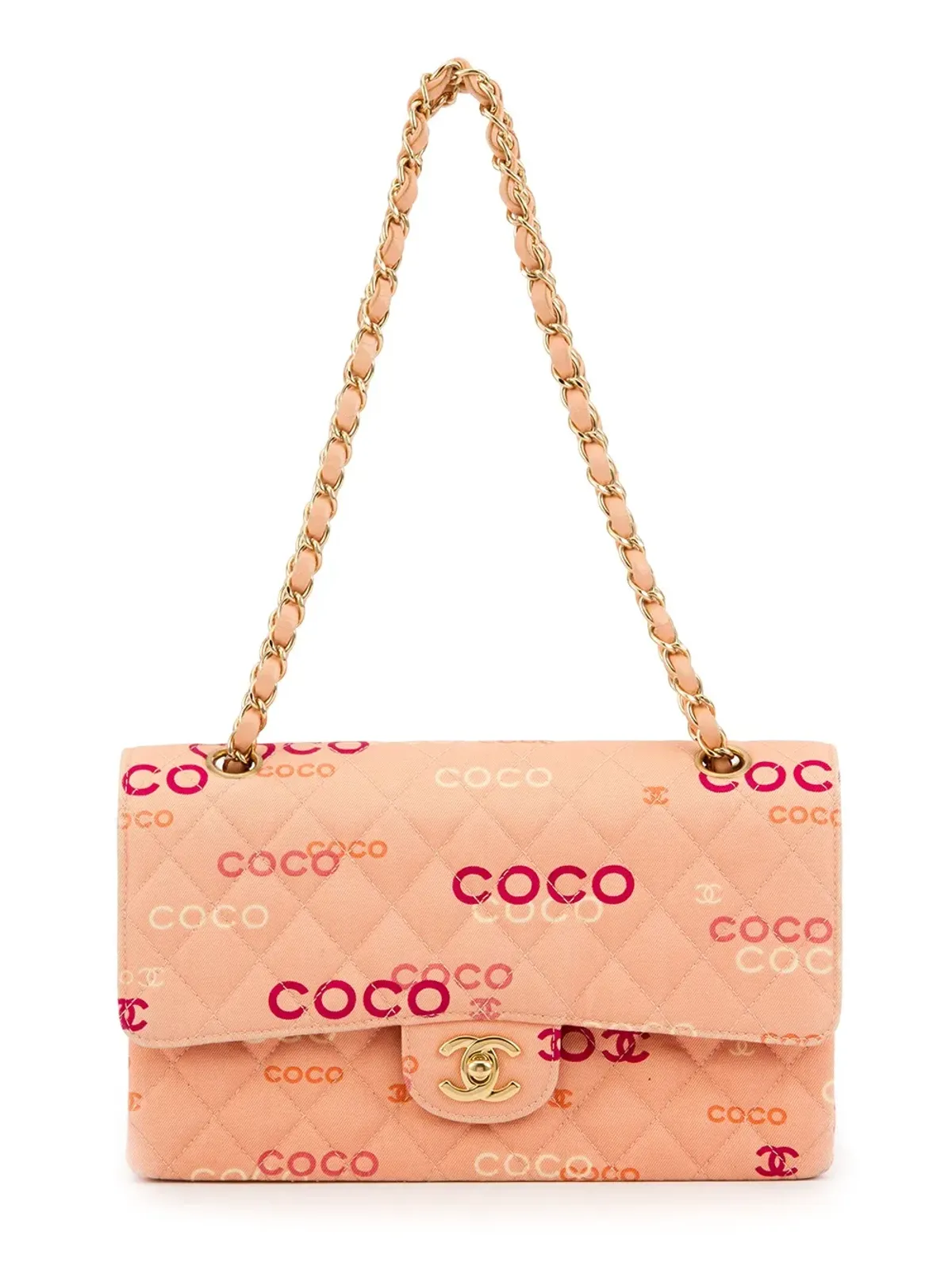 CHANEL ビンテージ プリントロゴ ショルダーバッグ ピンク - 画像1