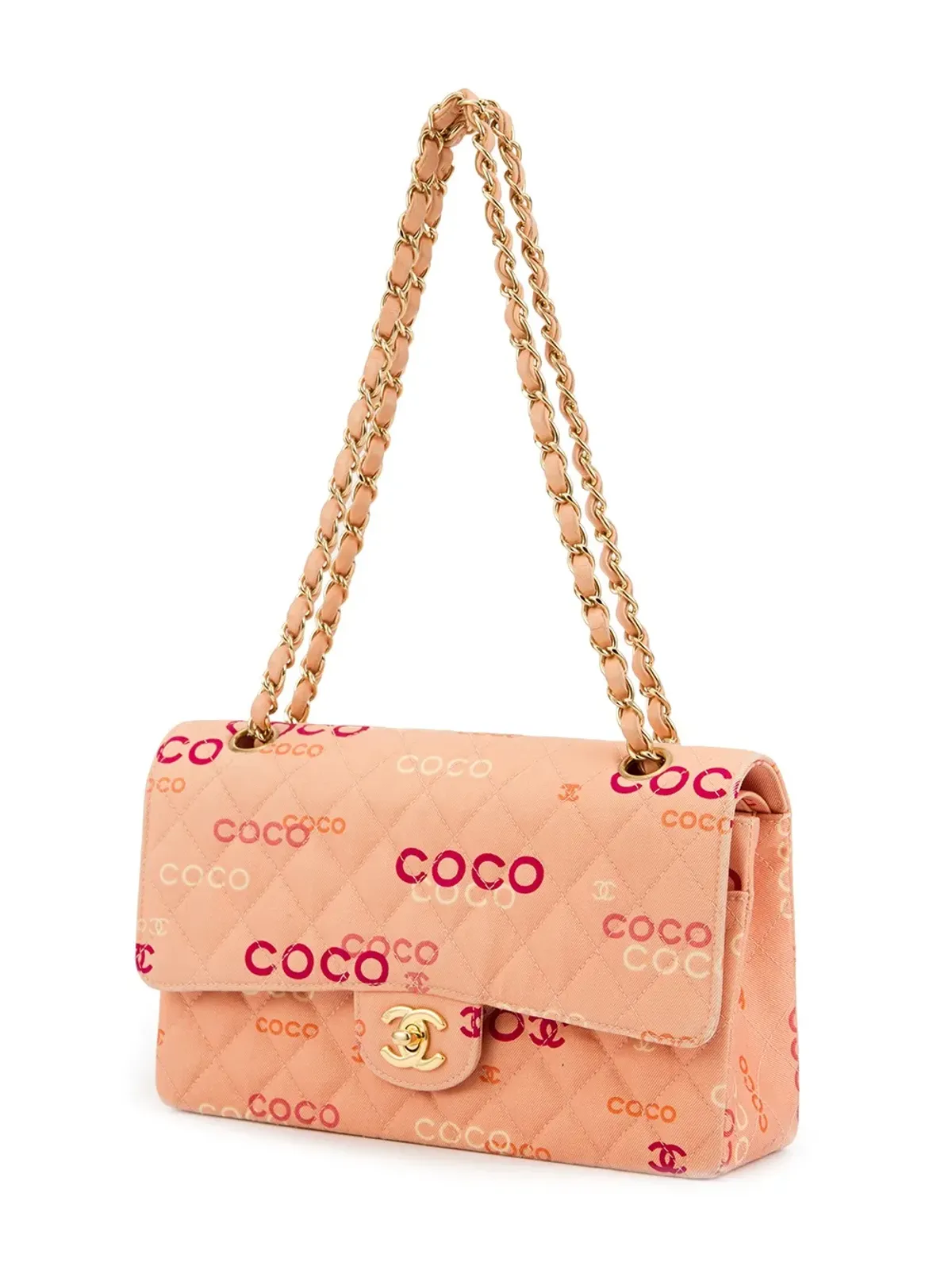 CHANEL ビンテージ プリントロゴ ショルダーバッグ ピンク - 画像4