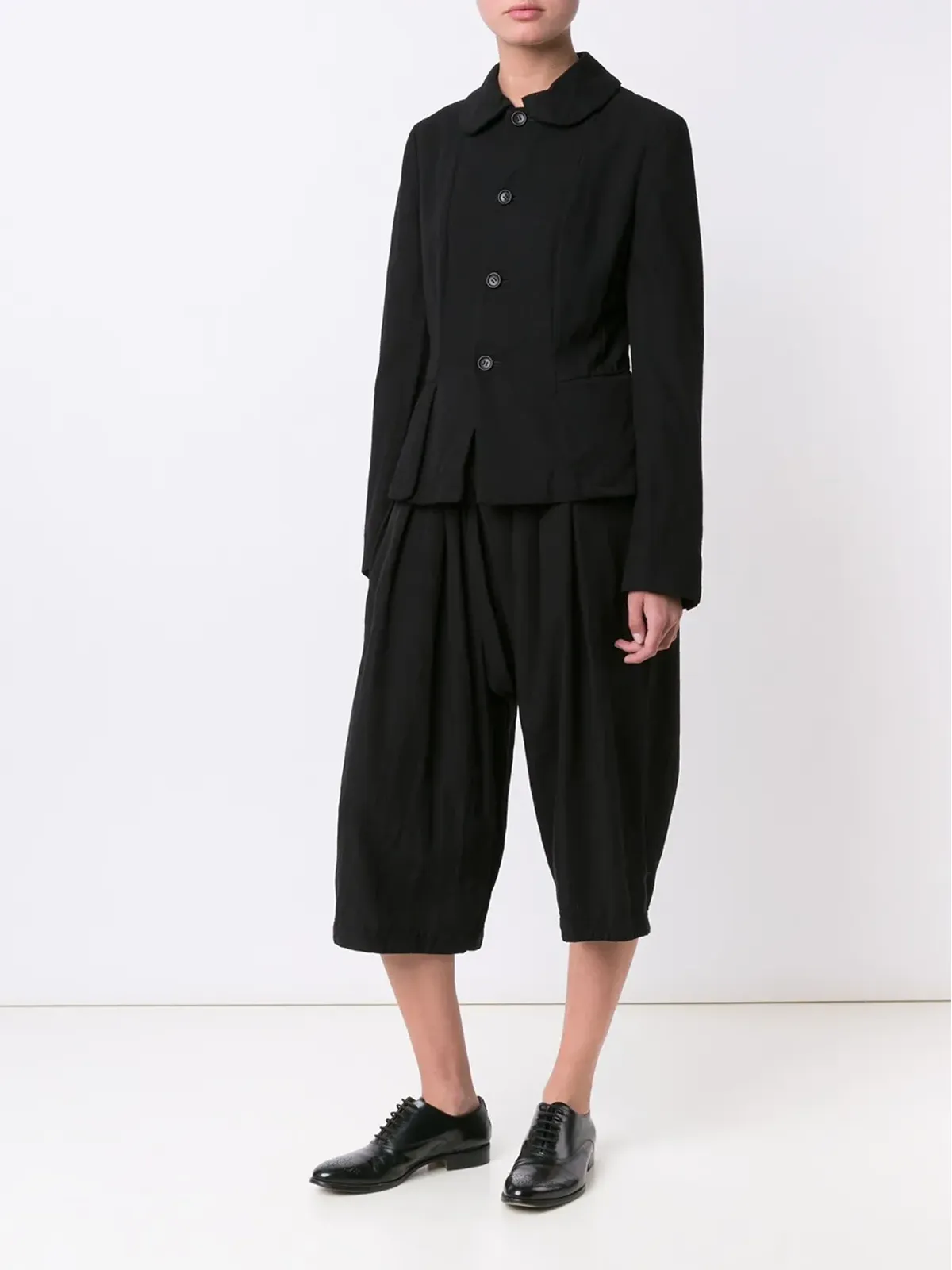 Comme Des Garçons Comme Des Garçons round collar cropped jacket - Black - 画像2