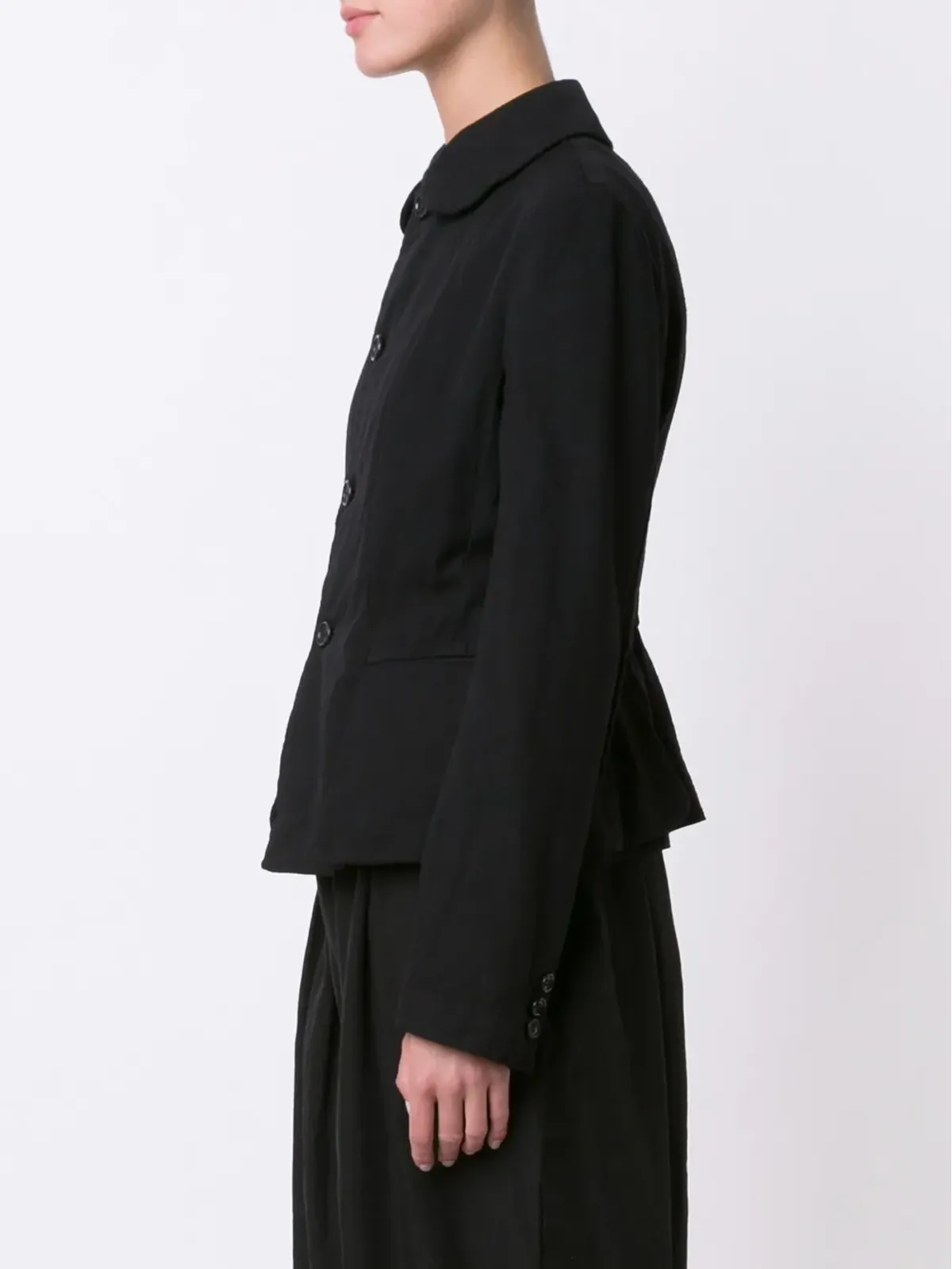 Comme Des Garçons Comme Des Garçons round collar cropped jacket - Black - 画像3