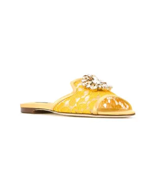 Dolce & Gabbana ビアンカ レインボーレース ブローチ付きサンダル - イエロー - サムネイル2