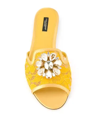 Dolce & Gabbana ビアンカ レインボーレース ブローチ付きサンダル - イエロー - サムネイル4