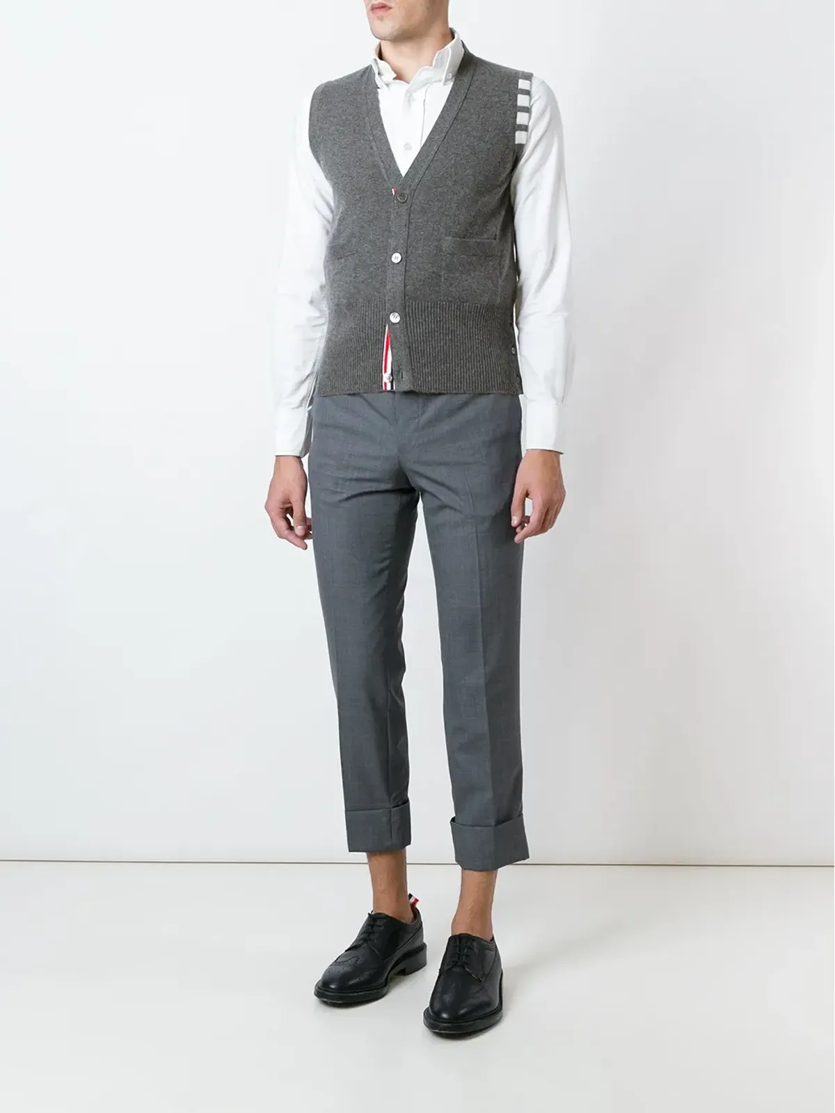 Thom Browne ノースリーブボタン留めカーディガン グレー - 画像2