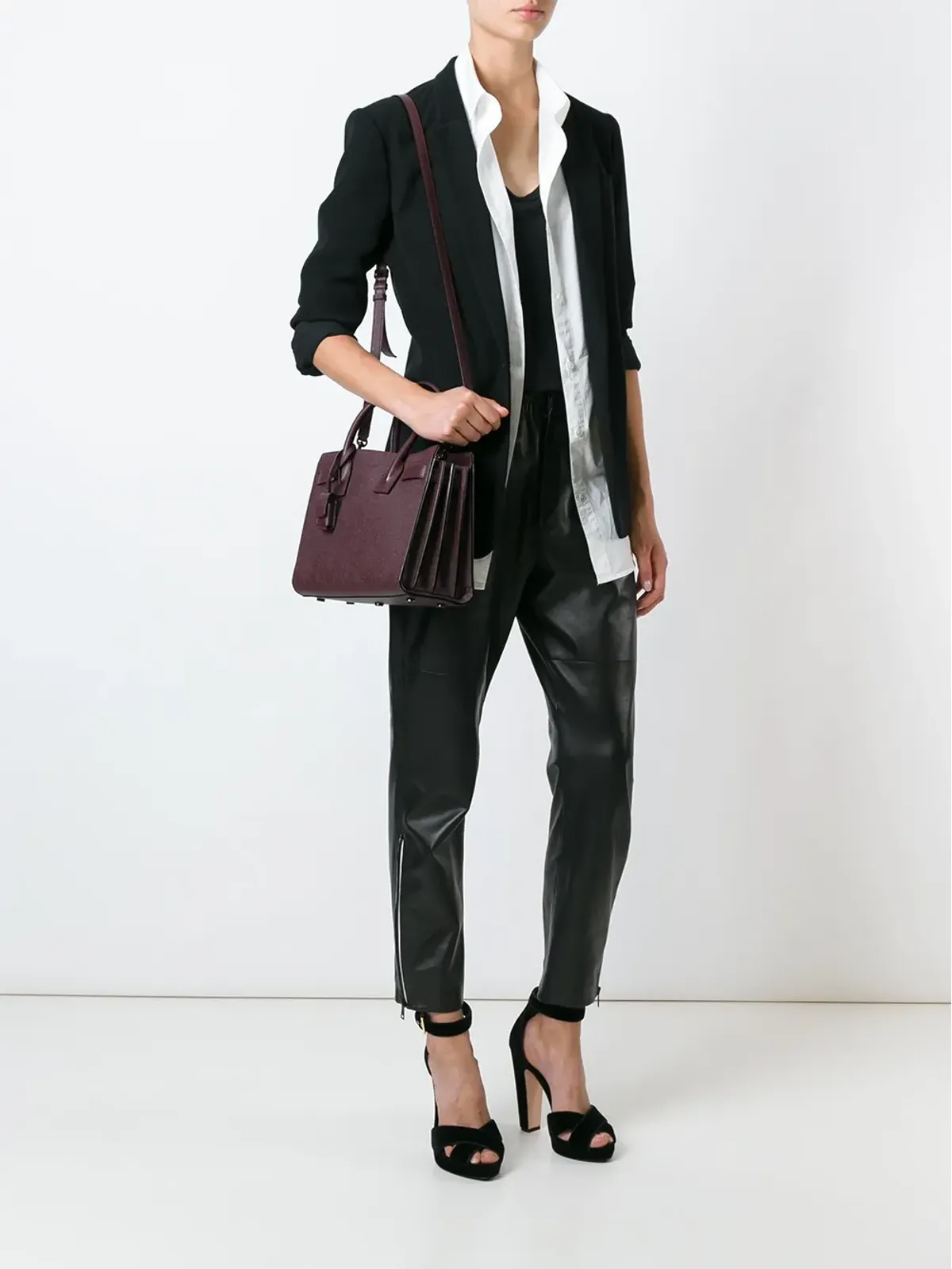 Saint Laurent ベビー Sac de Jour トートバッグ（レッド） - 画像2