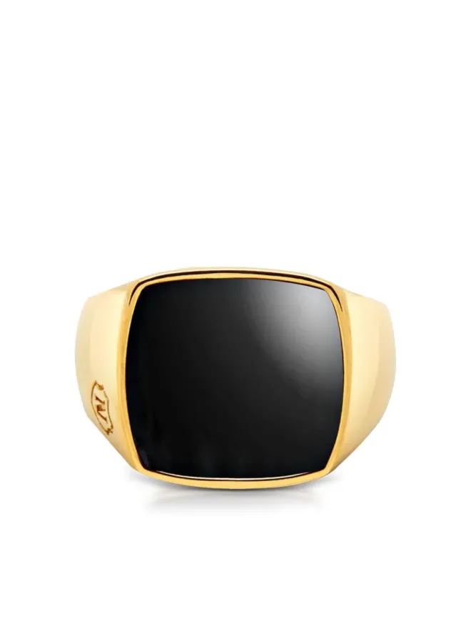 Nialaya Jewelry Nialaya Jewelry オニキス カクテルリング - ゴールドの商品画像