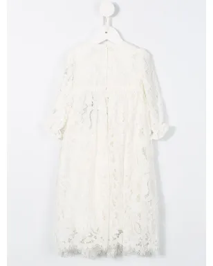 Dolce & Gabbana Kids galloon-lace long-sleeve dress - White - サムネイル2