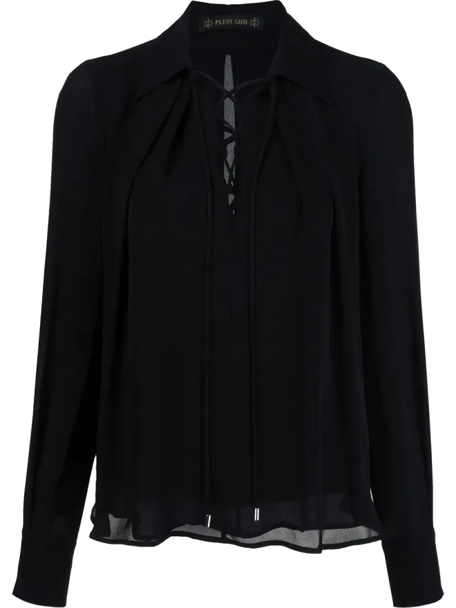 Plein Sud Plein Sud レースアップネック ブラウスの商品画像
