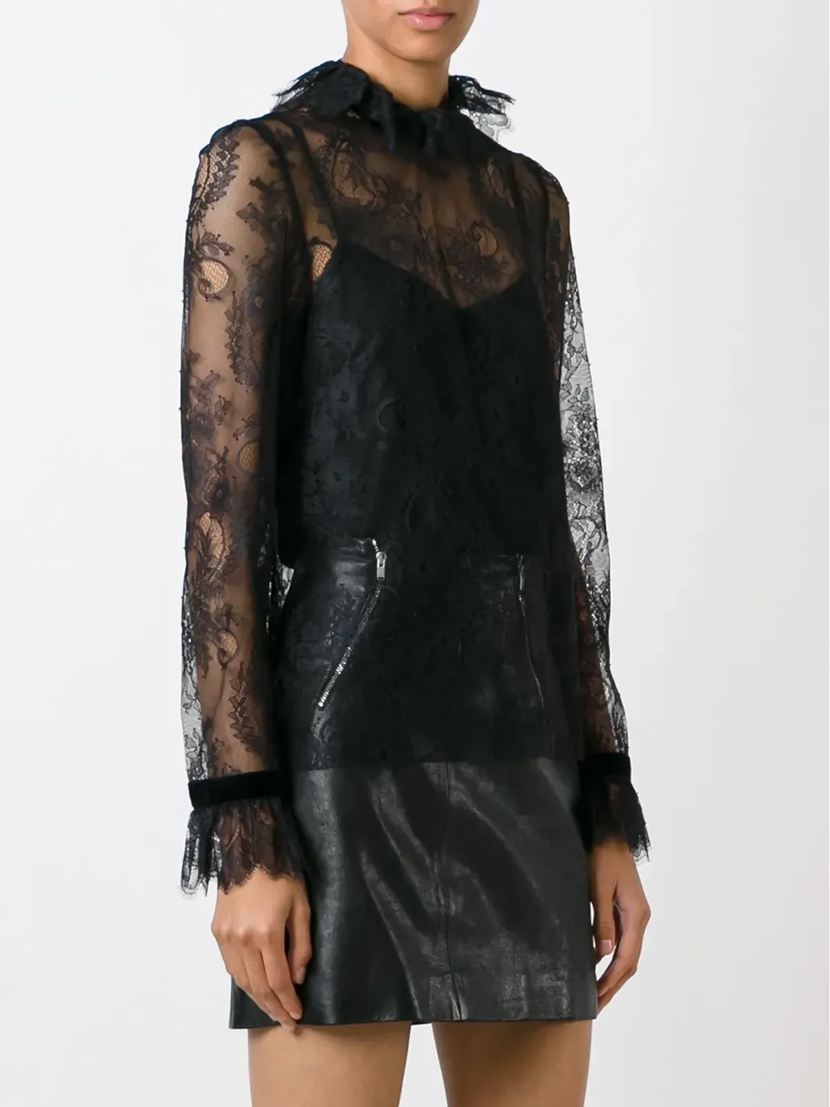 Philosophy Di Lorenzo Serafini フリルネックレースブラウス - 画像3