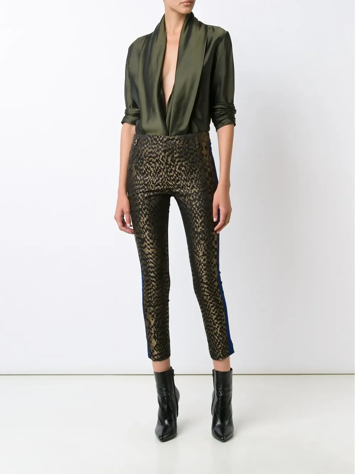 Haider Ackermann ジャカード・コントラストストライプパンツ - 画像2
