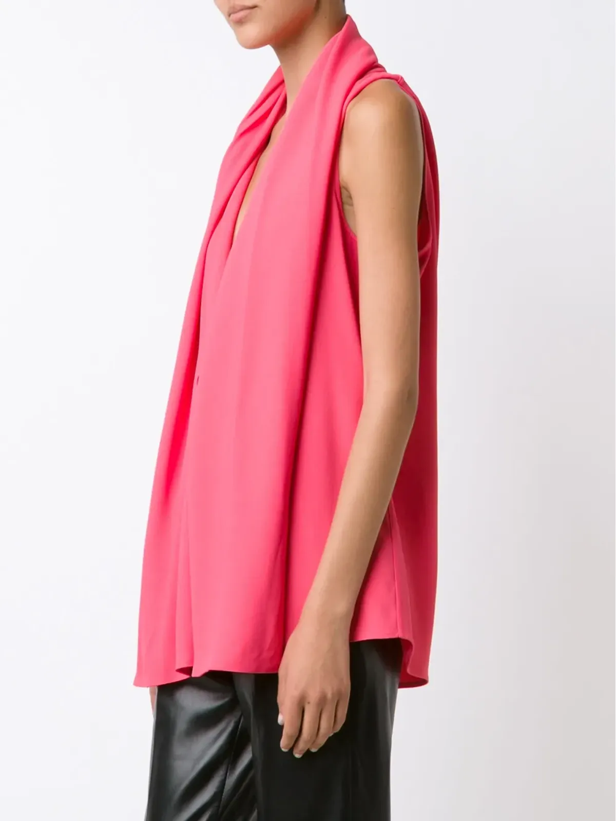 Haider Ackermann ピンクのオープンショールラペルトップ - 画像3