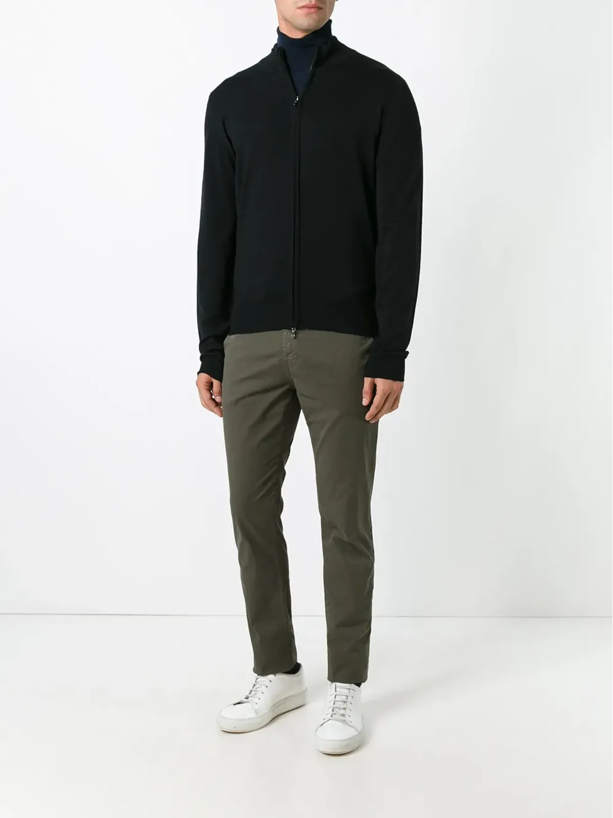 John Smedley ハイネックジップカーディガン - ブラック - 画像2