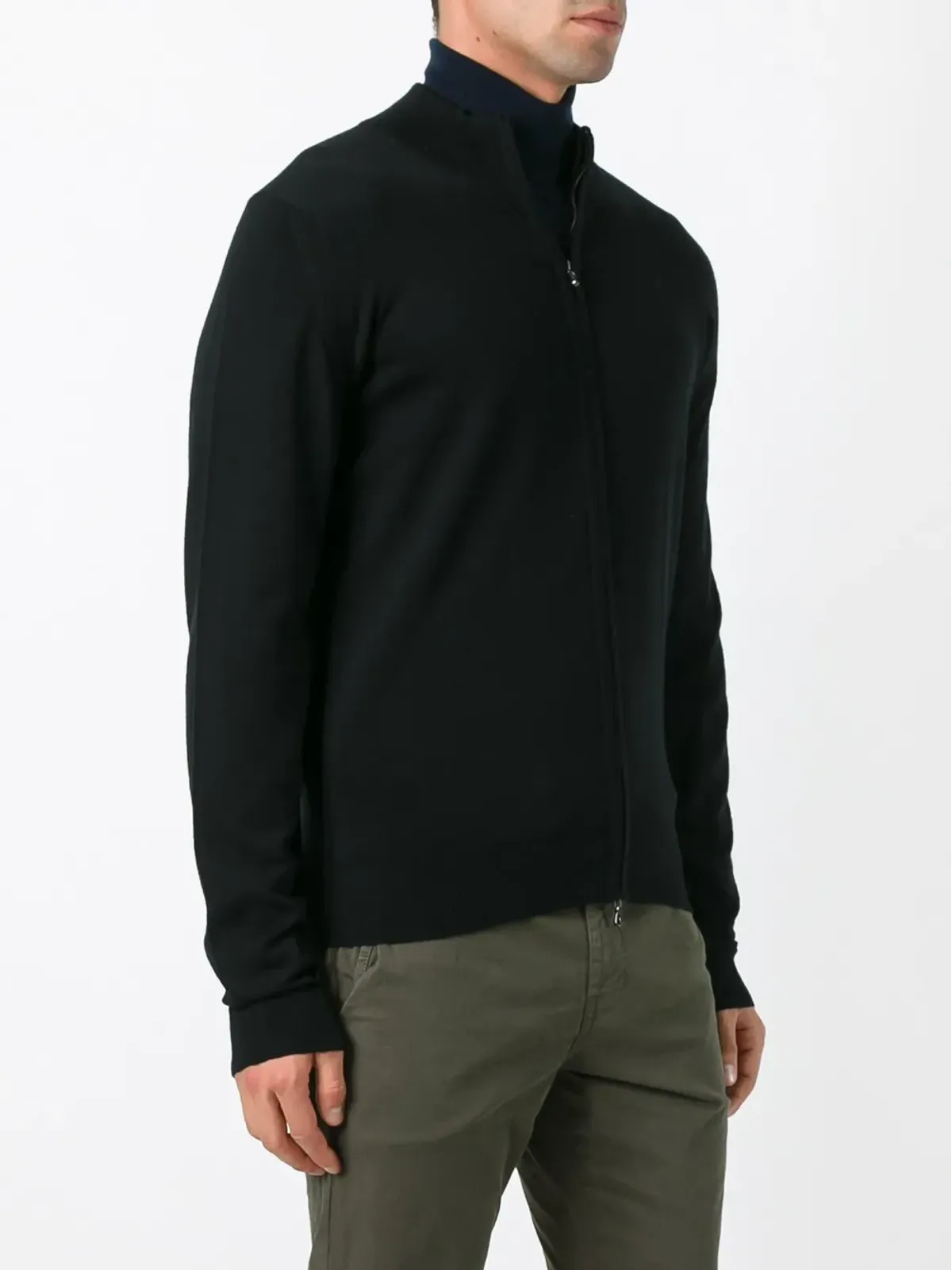 John Smedley ハイネックジップカーディガン - ブラック - 画像3