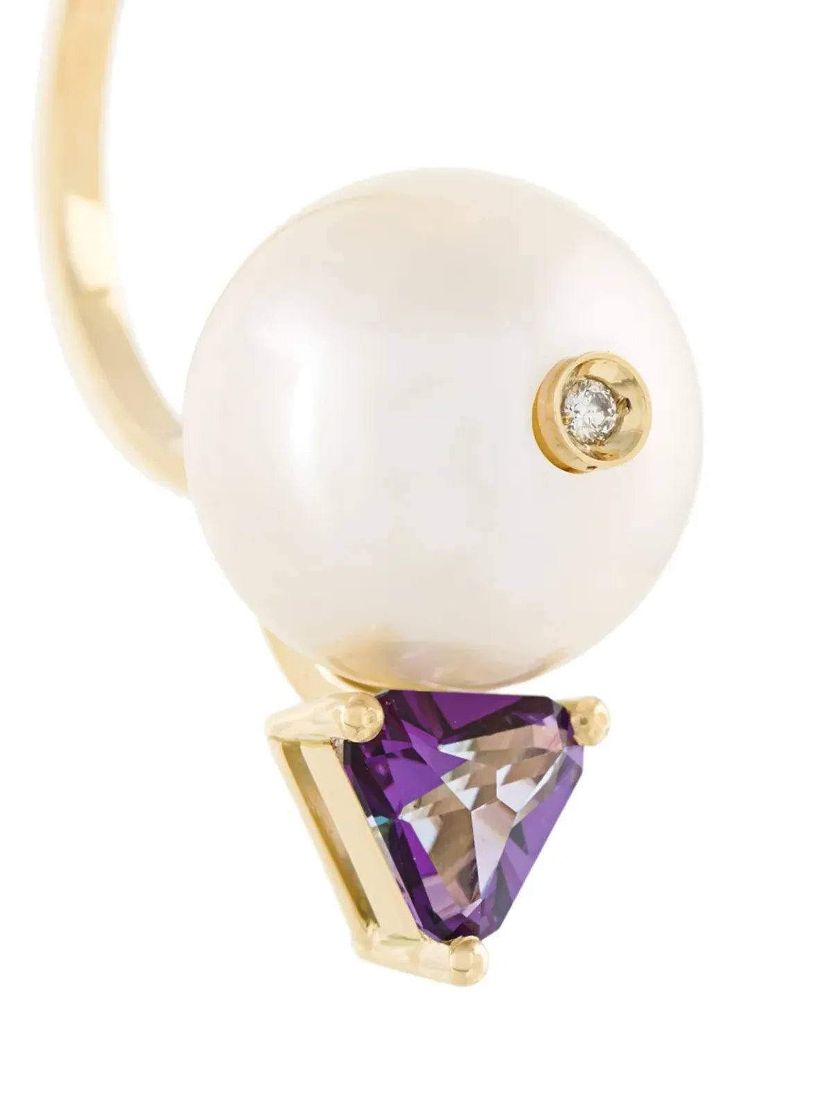 Delfina Delettrez 18kt gold Trillion diamond, pearl and topaz earrings - White - 画像4