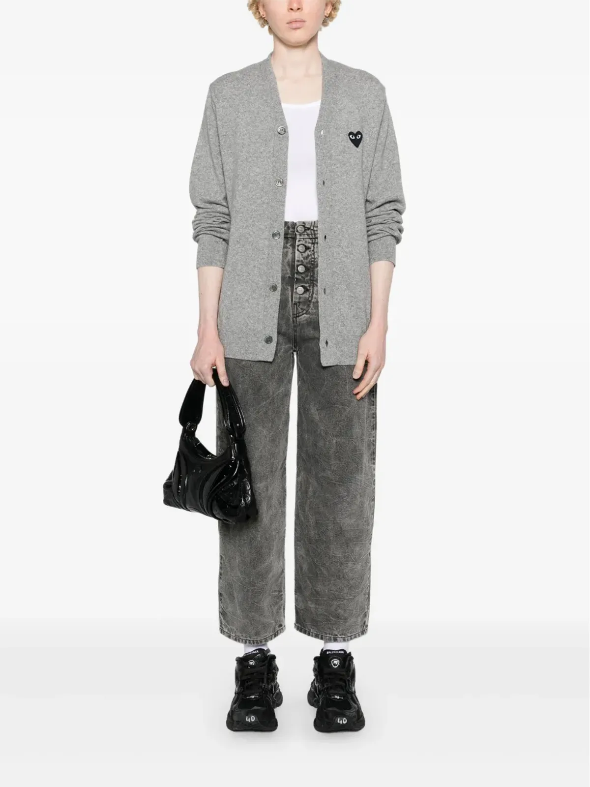 Comme Des Garçons Play ロゴパッチVネックカーディガン - 画像3