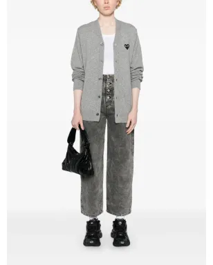 Comme Des Garçons Play ロゴパッチVネックカーディガン - サムネイル3