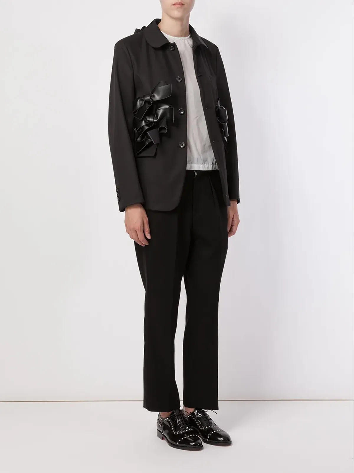Comme Des Garçons ボウアップリケ付きラウンドカラー ブレザー - 画像2