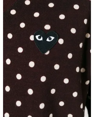 Comme Des Garçons Play ポルカドット柄Vネックセーター - サムネイル5