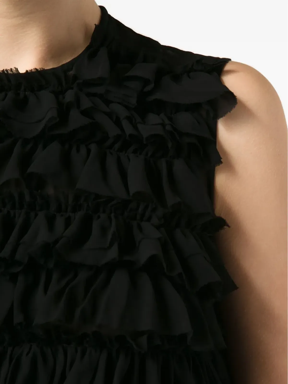 Comme Des Garçons 半透けフリル付きタンクトップ - ブラック - 画像5
