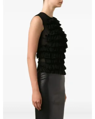 Comme Des Garçons 半透けフリル付きタンクトップ - ブラック - サムネイル3