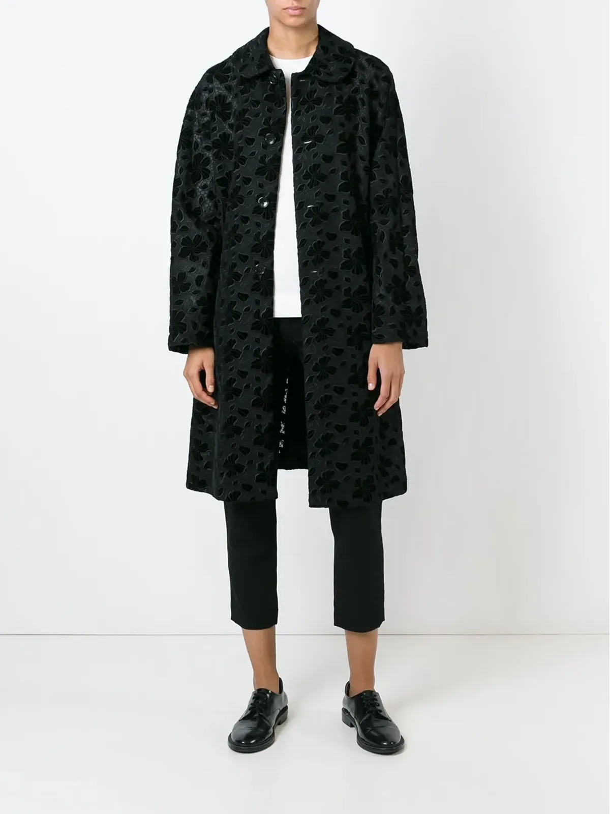 Comme Des Garçons lace butttoned coat - Black - 画像2