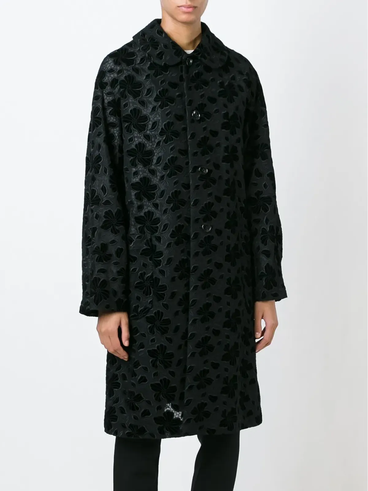Comme Des Garçons lace butttoned coat - Black - 画像3