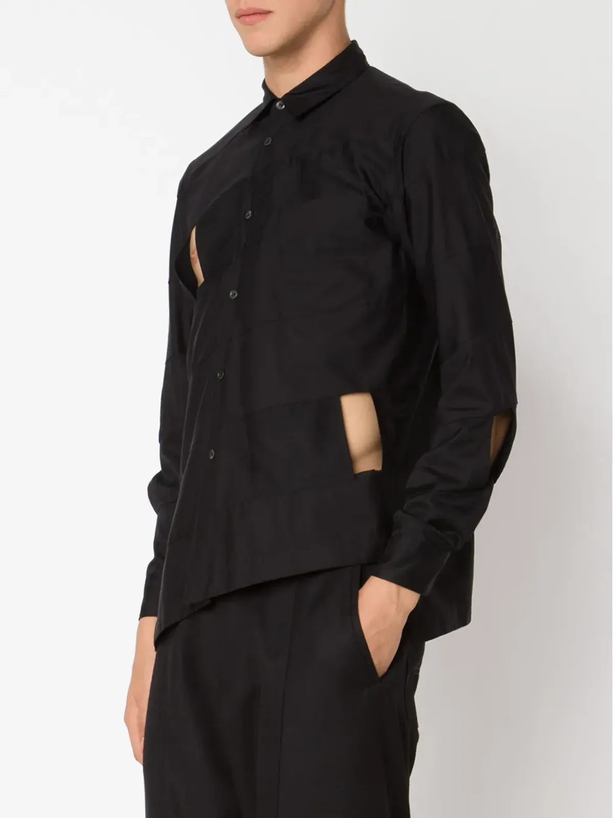Comme des Garçons Homme Plus カットアウトディテール・パネルドシャツ - 画像3