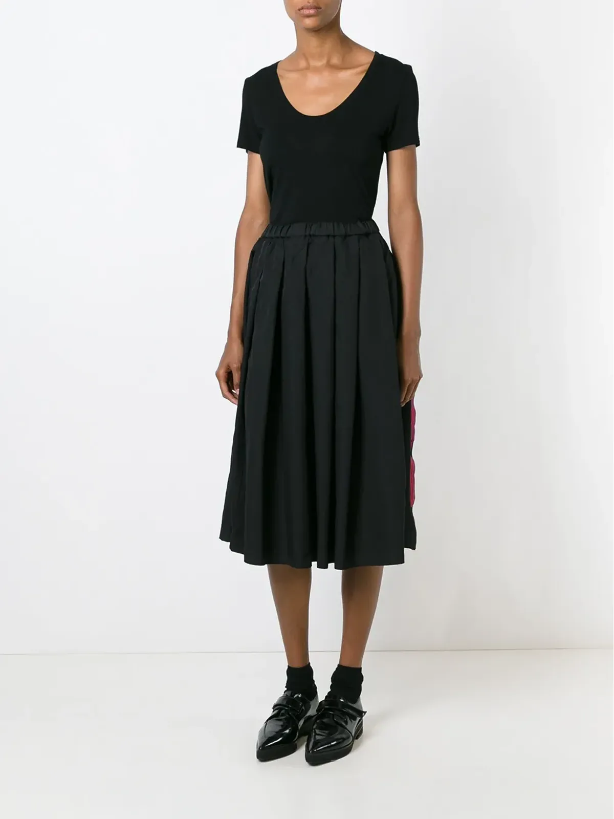 Comme Des Garçons Comme Des Garçons ストライプディテールのプリーツスカート - ブラック - 画像2