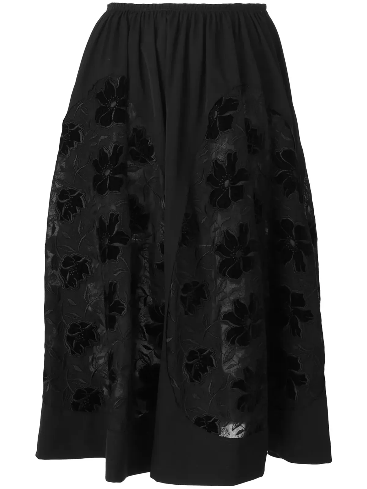 Comme Des Garçons 刺繍入りフレアスカート - ブラック - 画像1