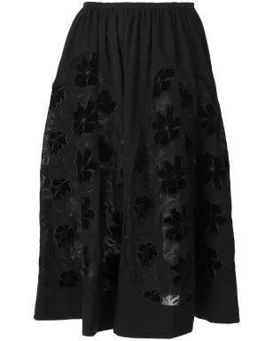 Comme Des Garçons 刺繍入りフレアスカート - ブラック - サムネイル1