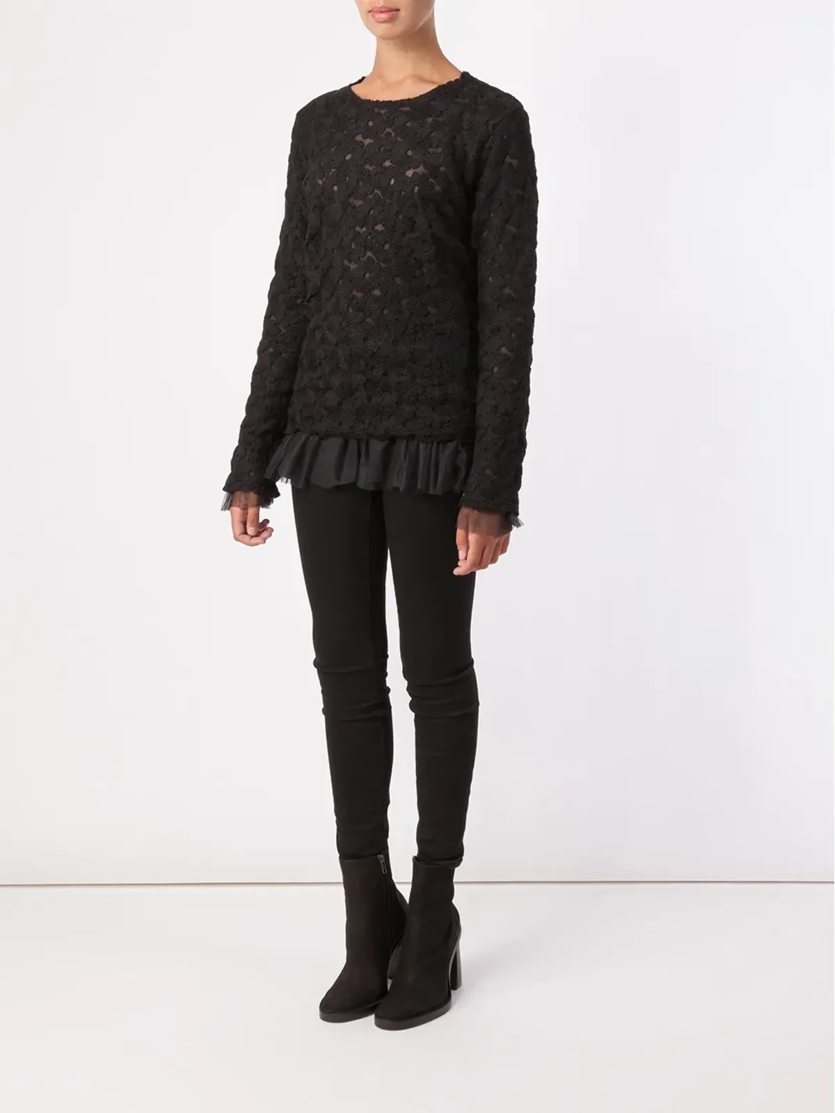 Comme Des Garçons チュールレイヤー花柄ニットセーター - 画像2
